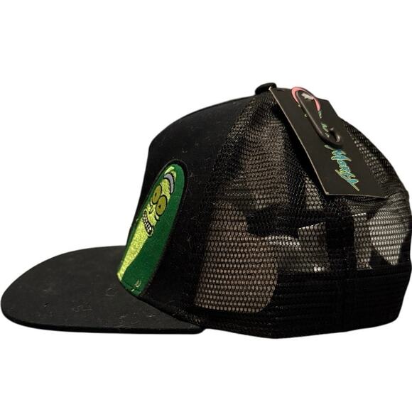 NWT Pickle Rick Embroidered Rick and Morty Cartoon TV Show Black SnapBack Hat - Picture 4 of 7